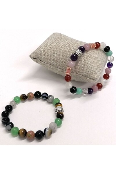 Mavera Doğaltaş سوار من الأحجار الكريمة الطبيعية مقاس 8 مم - افينتورين وعين ا...