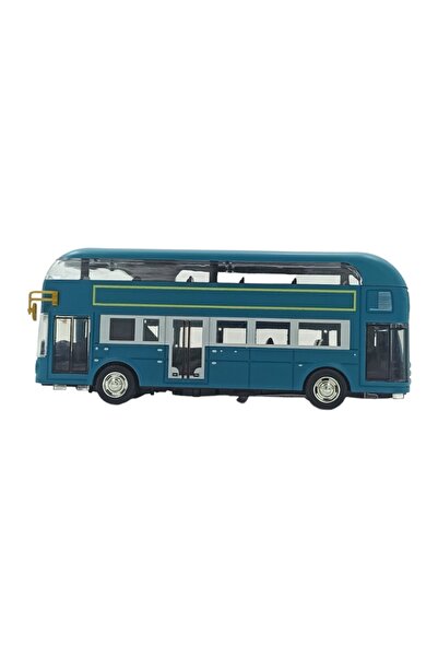 PopŞeker Enjoy the Real Toy World: Double-Decker Blue Color Metal Sightseeing Bus 19cm.