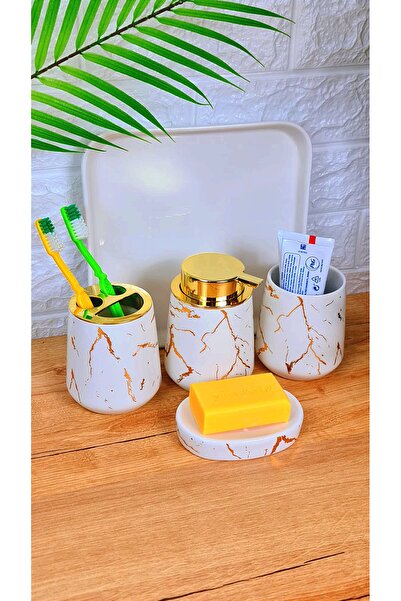 behila Σετ μπάνιου από πορσελάνη Marita 5 τεμαχίων Λευκό