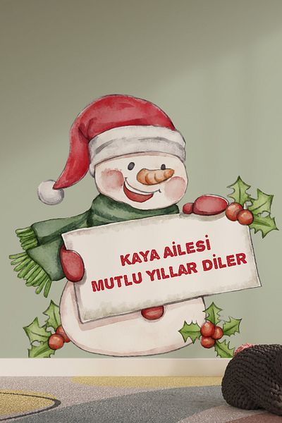 212shop Αυτοκόλλητο τοίχου με μήνυμα χιονάνθρωπος Πρωτοχρονιάτικο, Σετ αυτοκόλλητων χριστουγεννιάτικων στολιδιών