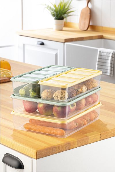 Vienev 4-Piece Bella Refrigerator Organizer Yellow-Blue 2x (3.5 1.65 Liters)