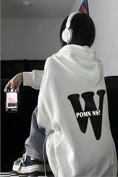 Machetta Μπλουζάκι με κουκούλα με κουκούλα Plus Size Oversize, Λευκό Φούτερ 3 κλωστών