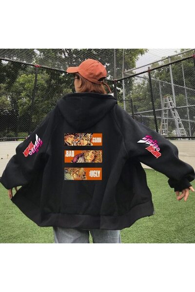 Vordevia Hanorac cu fermoar cu imprimeu JoJo's Bizarre Adventure Vj475