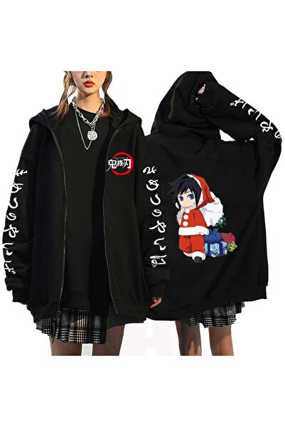 Vordevia Hanorace cu imprimeu Anime Demon Slayer de Crăciun cu fermoar 53