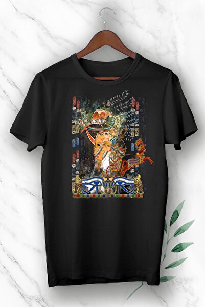 Vordevia Tricou negru unisex cu imprimeu Egiptul antic