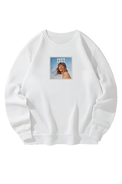 MAGORS تايلور سويفت - 1989 (نسخة تايلور) سويت شيرت أبيض للجنسين مع تصميم الألبوم