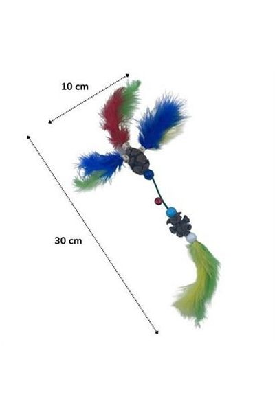 HSA SHOP BUFFER® Furry Wooden Beaded Cat Toy with Bell Multicolored Cat Toy
