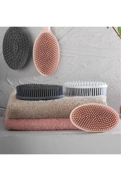 Flosoft Vücut Masaj Fırçası, Çift Taraflı Sırt Kese Banyo Duş Bebek Masaj Yumuşak Fırça FÜME