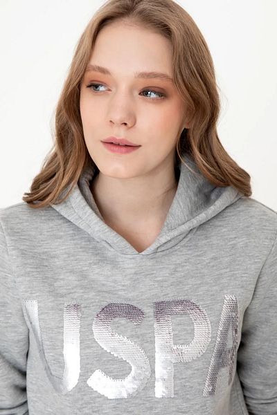 U.S. Polo Assn. Women's Gray Hooded Sweatshirt