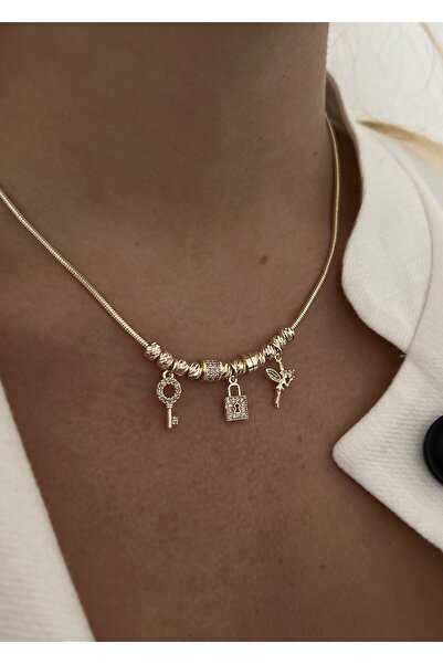 KİLİGİSTANBUL Gold Renk Faıry Charm Kolye 40 Cm