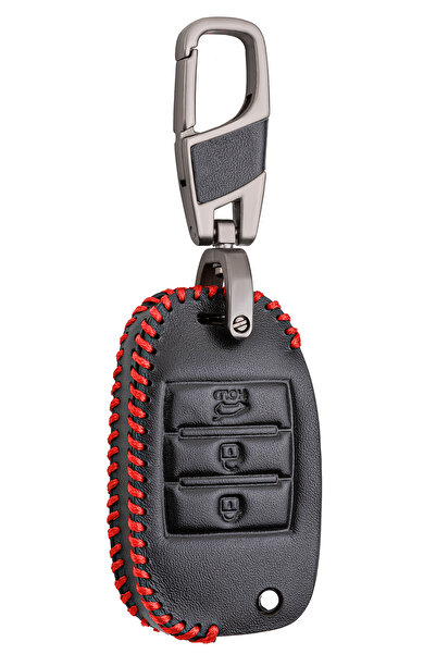 Alisveristime غطاء مفتاح جلدي (متوافق مع كيا سييد، سيراتو، سورينتو، سبورتاج) طراز سوستا