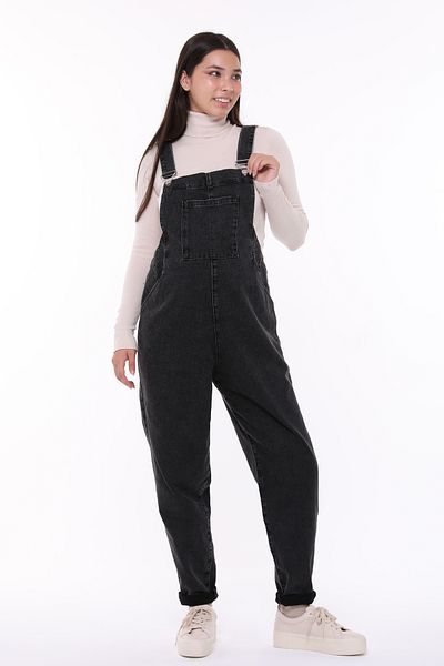 LYN MAMA Jeans de Maternitate Johana Salopet - Negri
