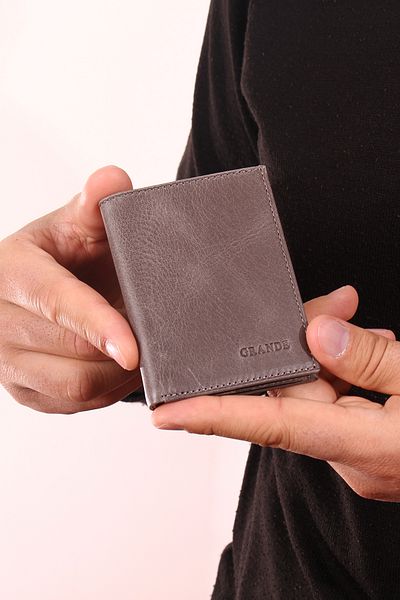 Grande Leather Wallet Card Holder GRAY