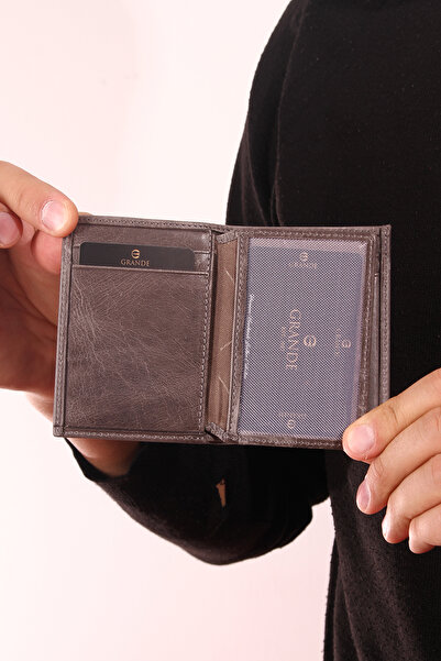 Grande Шкіряний гаманець для карток СІРИЙ