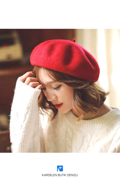 Kardelen Butik Denizli قبعة سيدة الشتاء الصوفية خمر