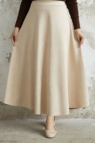 InStyle Elisha Suede Skirt - Stone