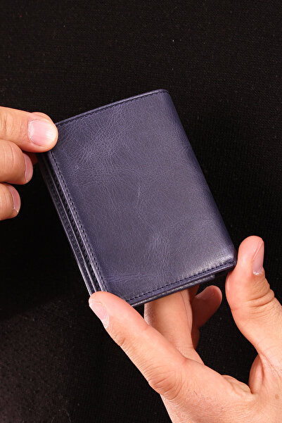 Grande 715 hakiki deri cüzdan kartlık CRAZY LACİVERT