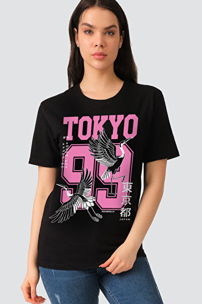 ROCKANDROLL Tokyo 99 Black Sa kapuljačom Ženska majica kratkih rukava T-shirt