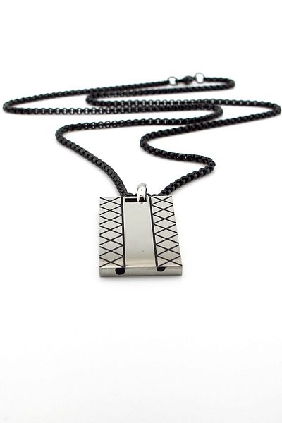 Solfera Shiny Plate Black Stainless Steel Men's Necklace Chain Q0715