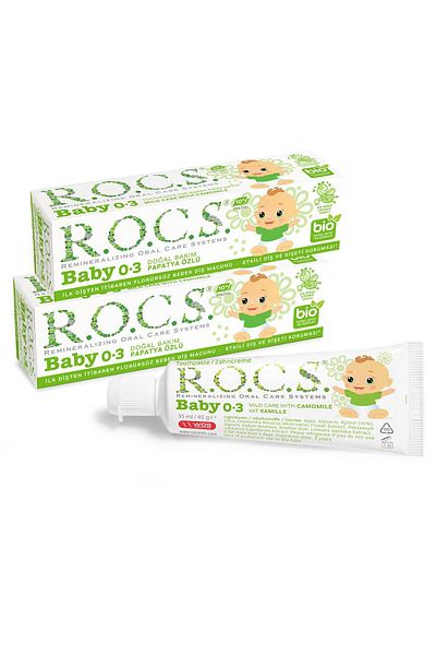 R.O.C.S. Rocs Baby 0-3 Years - Chamomile Extract Toothpaste 45g x 2 Pieces