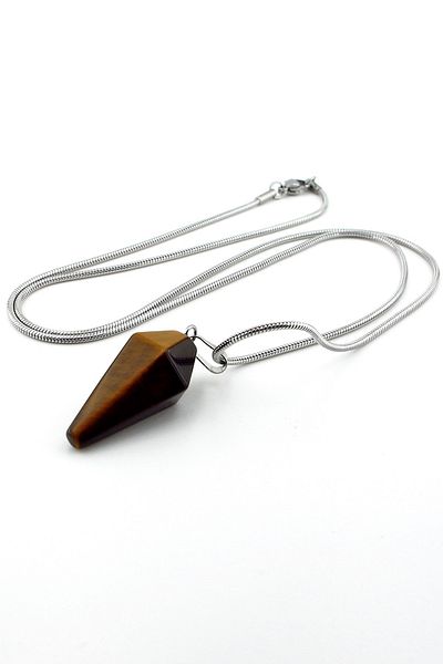 Solfera Steel Chain Tiger Eye Pendulum Natural Stone Men's Necklace Q0733