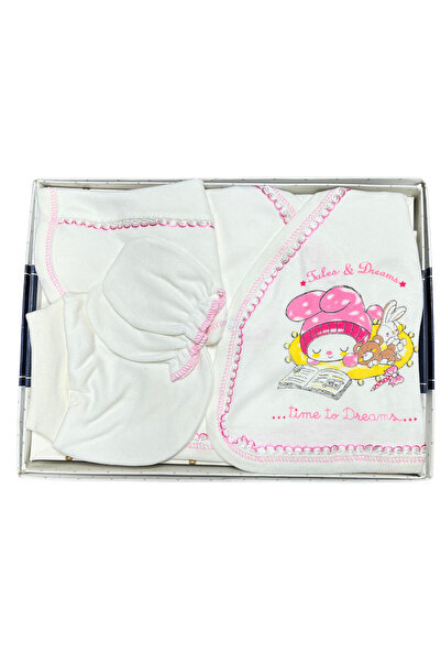 ADABEBEK %100 Pamuk Dream Tavşan Desenli İşlemeli 5'li Hastane Çıkışı