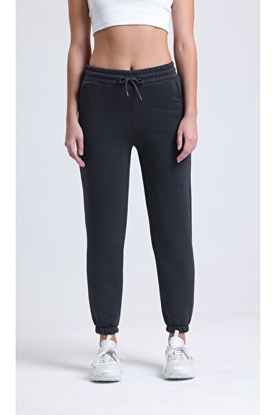 Babelook Γυναικεία ανθρακί 3 κλωστών Winter Raised Jogger Sweatpants