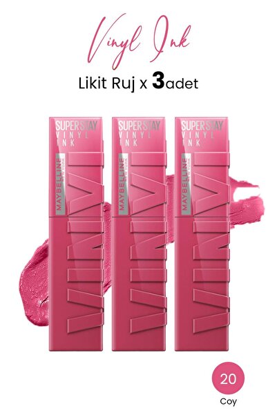 Maybelline New York Super Stay Vinyl Ink Likit Ruj 20 Coy X 3 Adet