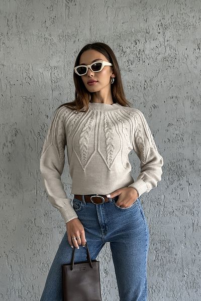 Nosia Hair Knit Patterned Designed Mink Knitwear Sweater