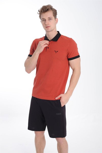 MARATON Regular Men's Polo Neck Tile T-Shirt