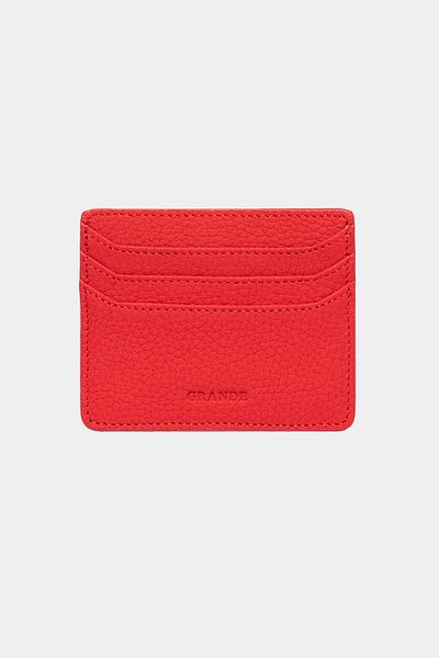 Grande 3633 Genuine Leather Super Thin Women Men Card Holder Red