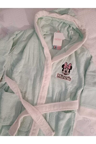Özdilek Minnie Mouse Heart Nakışlı Disney Lisanslı Kapüşonlu Çocuk Bornozu 5/...