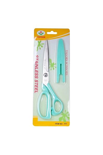 ATMACA TUHAFİYE Tailor Scissors 9'' (23cm) Green Handle Fabric Scissors with Protection Cover