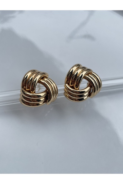 Lavian Accessories Hailey Serisi Gold Renk Üçgen Sarmal Küpe