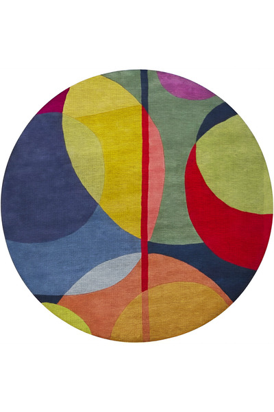Rugs Modern Halı Multicolored Geometric Circle Shape Patterned Modern Woven B...