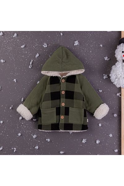 DIDuStore Baby Z Hooded Striped Patterned Baby Cardigan