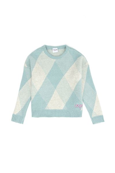 U.S. Polo Assn. Us Polo Assn. Голям пуловер с кръгло деколте за ментово момиче