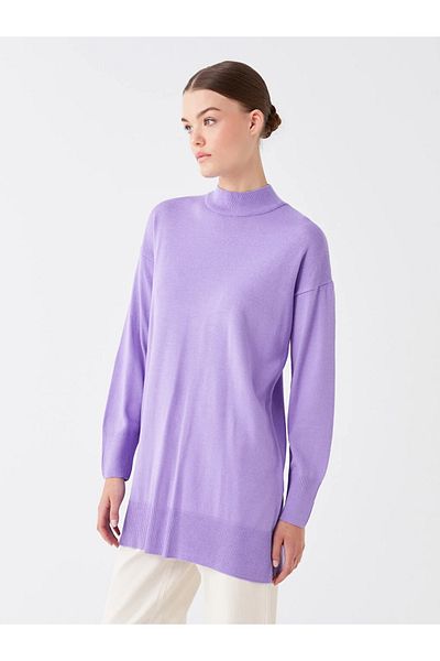 LC Waikiki Modest Half Turtleneck Plain Long Sleeve Women's Knitwear Tunic