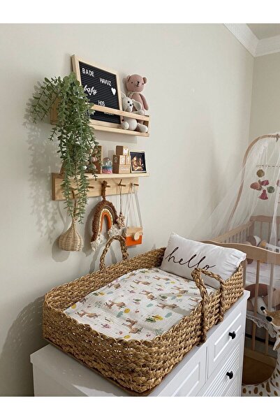 gudelidekor Hasır Bambu Rattan Puset Bebek Bezi Değiştirme Puset ( Minder Yas...