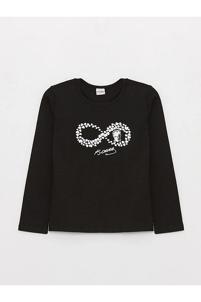 LC Waikiki Tricou pentru fete cu mânecă lungă cu imprimeu Ataturk, cu gât crew