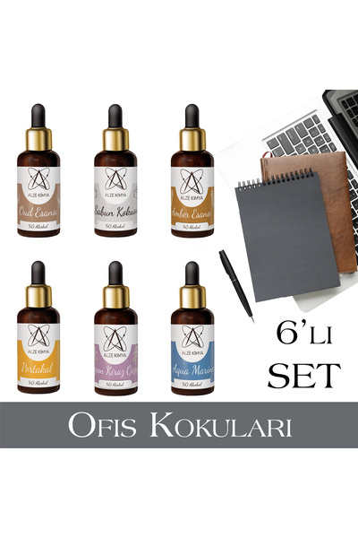 Alze Kimya Hobi Daha Verimli Çalışmak İçin Ofis Kokuları Seti 6x10ml Ekonomik...
