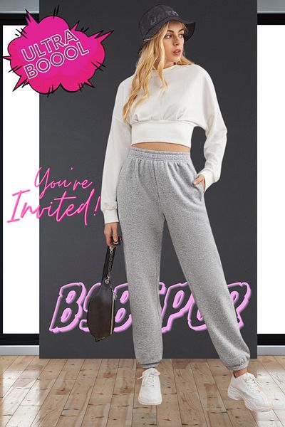 BSBSPOR Γκρι και μαύρο φαρδύ Jogger Sweatpants