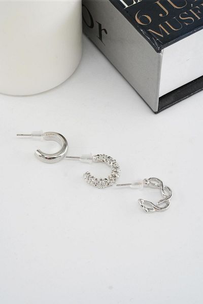 By Zeyna Aksesuar Women's 3-piece earrings