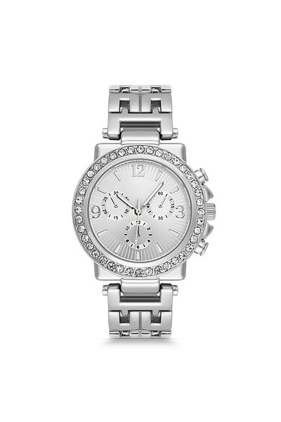 Arzu Butik Women's Wristwatch Metal Strap Silver Color