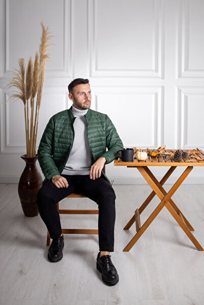Sarar Interview Regular Fit (KLASİK KALIP) Kaz Tüyü Yeşil Mont