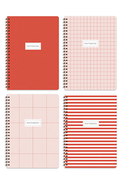 Matt Notebook A5 Spiralli Okul Defteri 80 yaprak 4'lü Set - Kareli 768PSERI