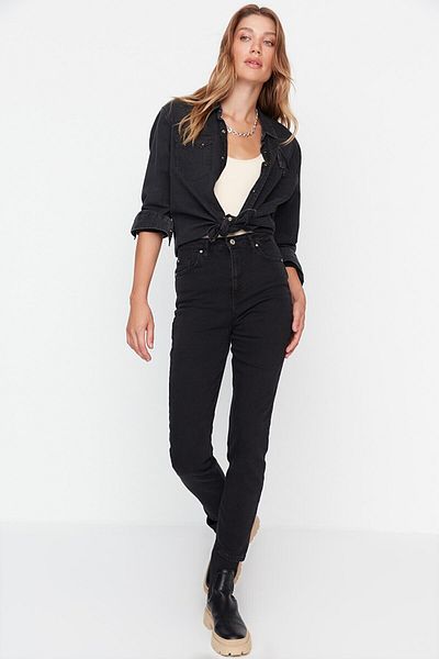 Geppetto Adella Black Lycra Mom Jean Pantaloni Mom Jean