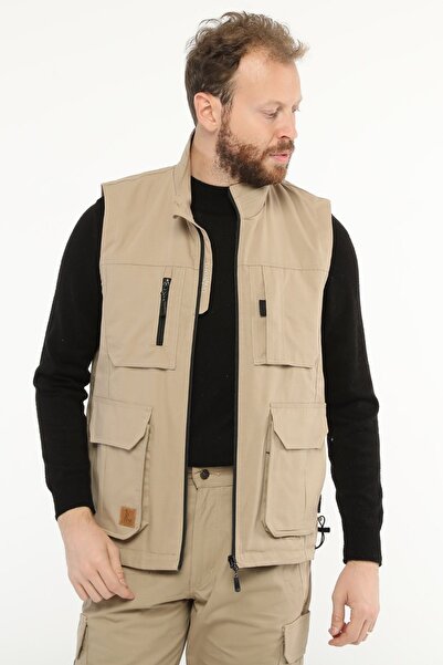 Uniprom Multi-Pocket Hunter Camper Outdoor Γιλέκο Rio Model Beige Ανδρικό