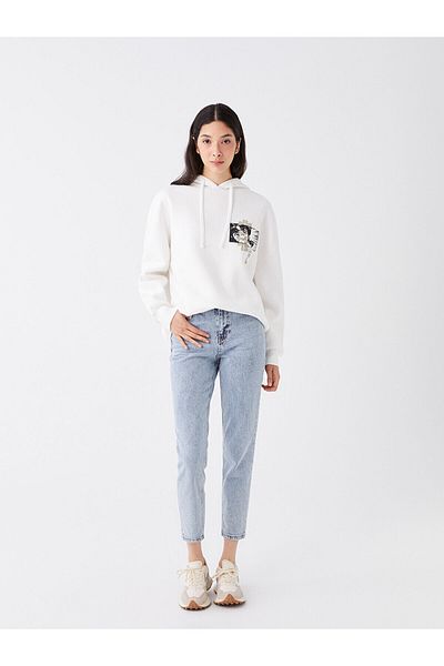 Geppetto Light Blue Mom Jeans Lycra High Waist Blue Snow Washed Mom Jeans