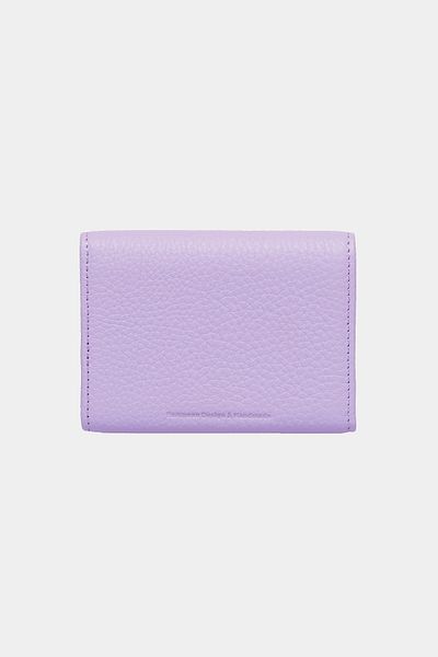 Grande 3639 Genuine Leather Horizontal Paper Money Compartment Magnetic Accordion Card Holder Wallet Flother Lilac